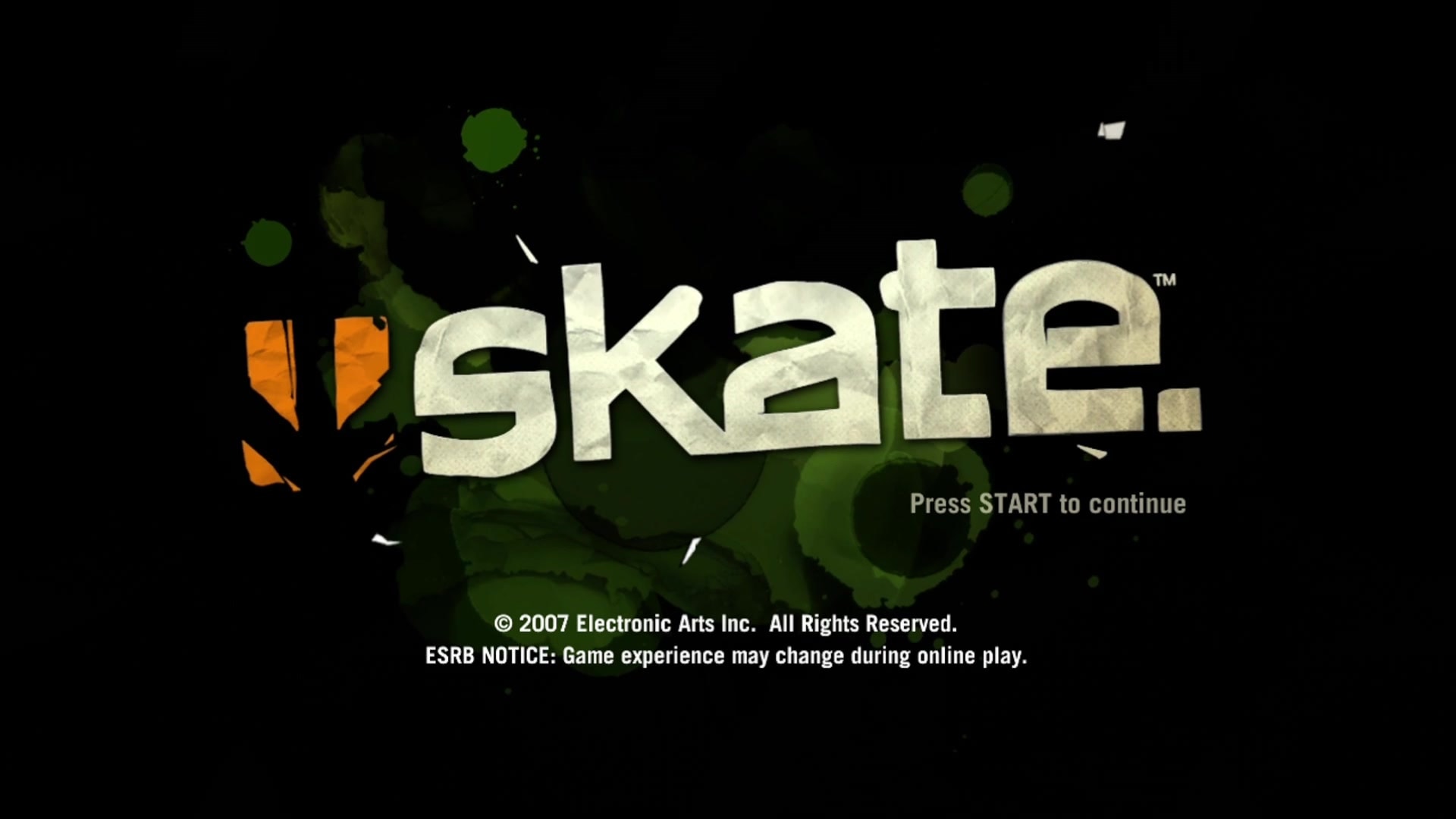 Skate title screen for Xbox 360